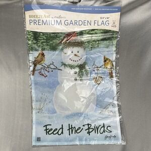 BreezeArt Studio M Snowman Bird feeder Premium Garden Flag 12.5" x 18" Christmas